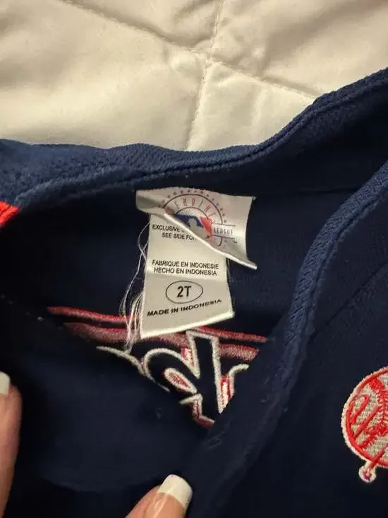 Vintage New York Yankees Toddler 2T Henley Baseball Jersey Navy and Red - Picture 4 of 5